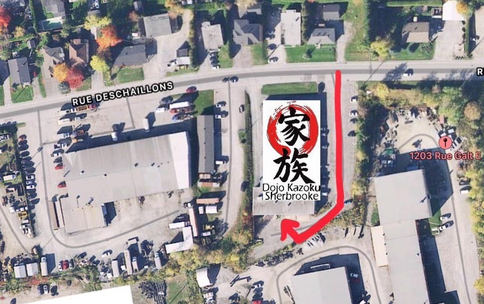 Plan pour accéder au Dojo Kazoku de Sherbrooke.